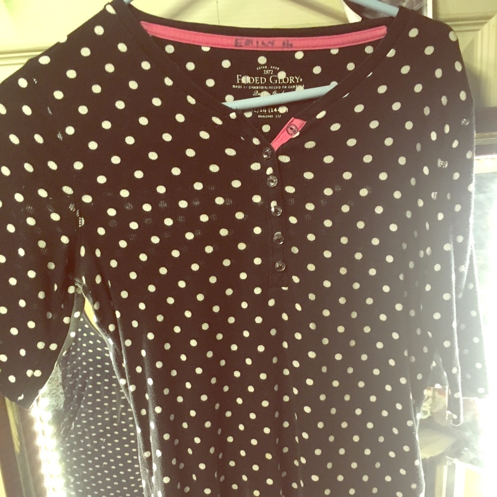 Half sleeves black and white polka dot shirt